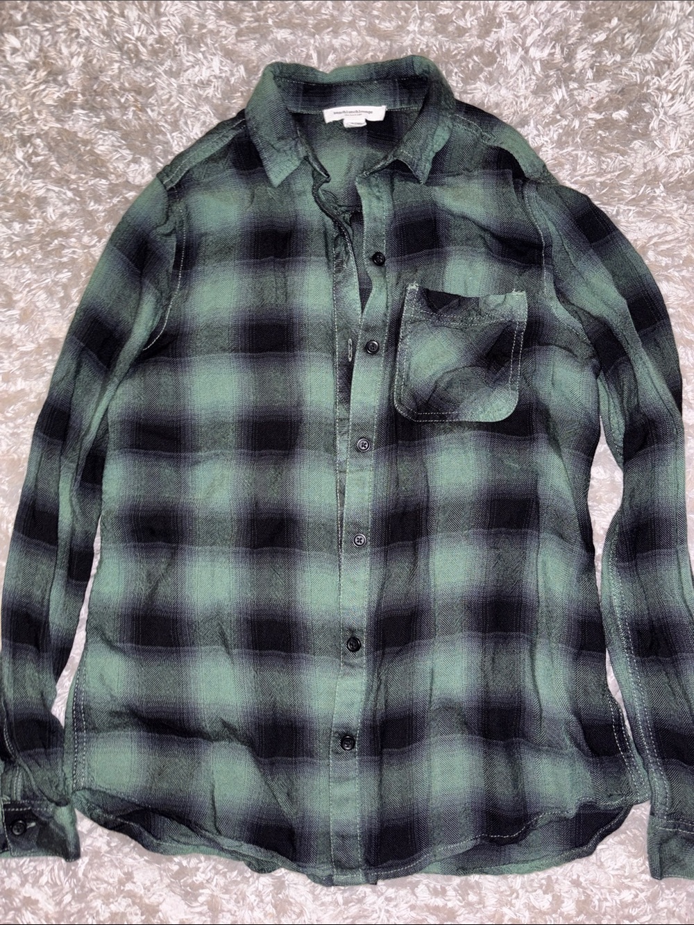 beachlunchlounge Green and Black Plaid Button Down Shirt